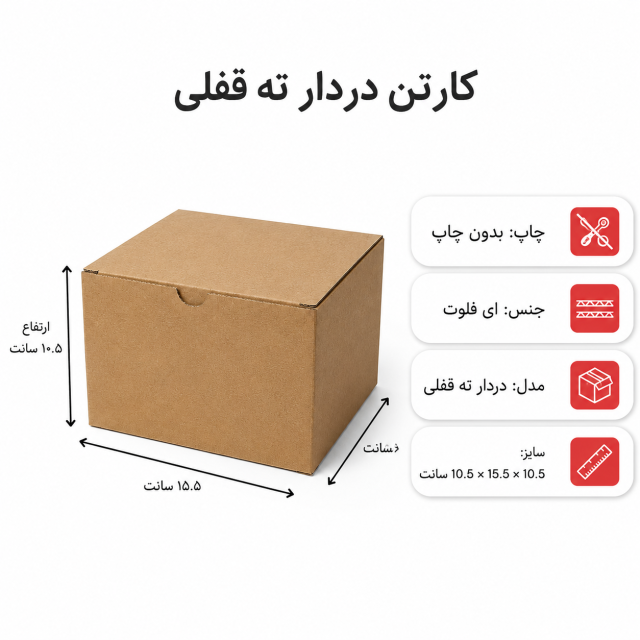 کارتن دردار قفلی – 15.5 × 15.5 × 10.5 سانت